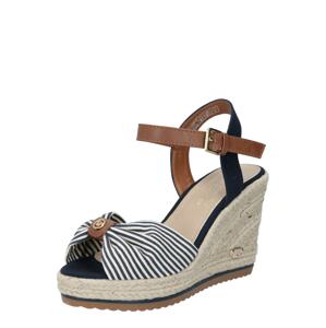 TOM TAILOR Páskové sandály  námořnická modř / karamelová / bílá