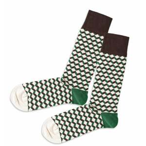 DillySocks Ponožky  krémová / tmavě zelená / černá