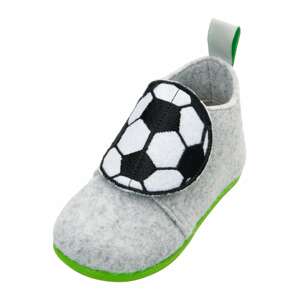 PLAYSHOES Pantofle 'Fußball'  šedá / černá / bílá