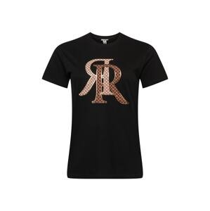River Island Plus T-Shirt  černá / hnědá / růžová