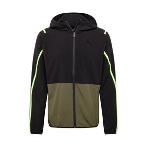 PUMA Sportovní bunda khaki / svítivě zelená / černá
