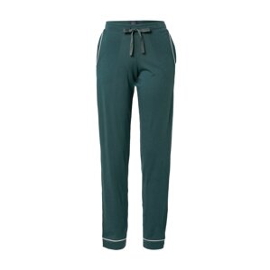 SCHIESSER Pyžamové kalhoty  tmavě zelená / bílá