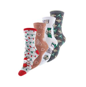 PIECES Ponožky 'Ena Christmas'  šedý melír / červená / zelená / béžová / tmavě modrá