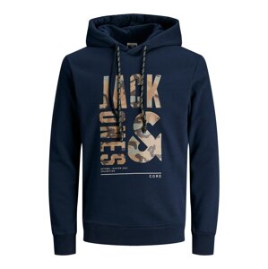 JACK & JONES Mikina  námořnická modř / hnědá / světle hnědá / bílá