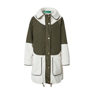 UNITED COLORS OF BENETTON Zimní kabát  tmavě zelená / bílá