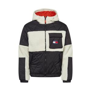 Tommy Jeans Zimní bunda 'Sherpa'  černá / barva bílé vlny / tmavě modrá / červená