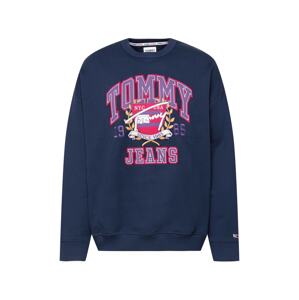Tommy Jeans Mikina 'College Crew'  noční modrá / fialová / pink / bílá / béžová