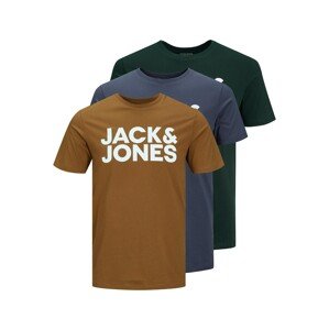 JACK & JONES Tričko  chladná modrá / khaki / jedle / bílá
