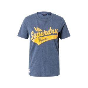 Superdry Tričko  modrý melír / zlatě žlutá