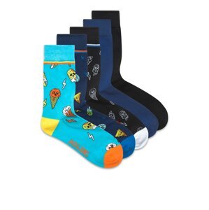 JACK & JONES Ponožky 'Flash Food'  černá / světlemodrá / tmavě modrá / mix barev