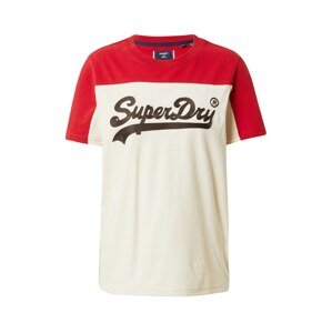 Superdry Tričko krémová / čokoládová / ohnivá červená