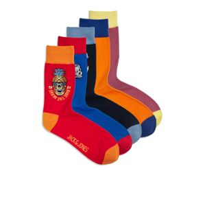 JACK & JONES Ponožky  modrá / námořnická modř / oranžová / červená / černá