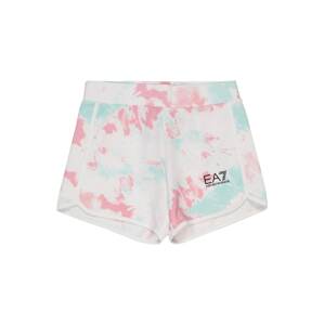 EA7 Emporio Armani Kalhoty  tyrkysová / světle růžová / bílá