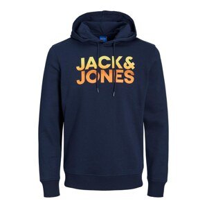 JACK & JONES Mikina 'WALLACE'  námořnická modř / jasně oranžová / limone