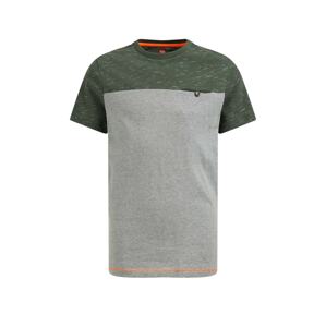 WE Fashion Tričko  šedý melír / zelená / oranžová
