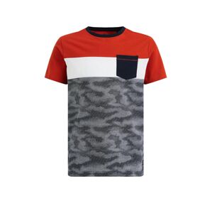 WE Fashion Tričko  šedý melír / červená / bílá