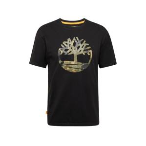 TIMBERLAND Tričko  černá / khaki / olivová / pastelově oranžová / grafitová
