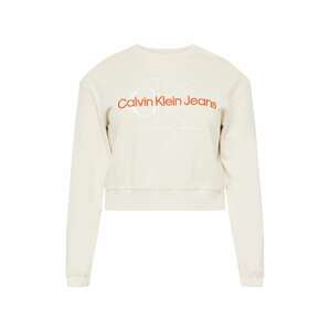 Calvin Klein Jeans Curve Mikina béžová / oranžová / bílá