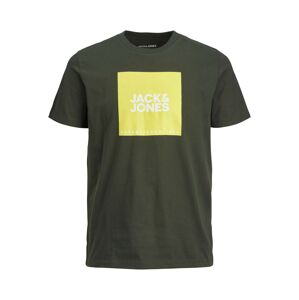 JACK & JONES Tričko  žlutá / tmavě zelená / bílá
