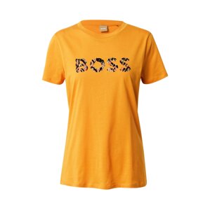 BOSS Orange Tričko 'Elogo' zlatě žlutá / tmavě zelená / lososová / černá